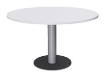 Table de réunion ronde - diam 100 cm - pieds tulipe alu - plateau blanc perle