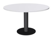 Table de réunion ronde - diam 100 cm - pieds tulipe anthracite - plateau blanc perle