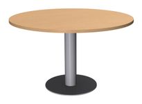 Table de réunion ronde - diam 100 cm - pieds tulipe alu - plateau imitation hêtre