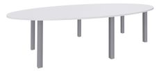 Table de réunion ovale - L280 cm - pieds exprim alu - Plateau blanc perle