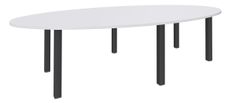 Table de réunion ovale - L280 cm - pieds exprim carbone - Plateau blanc perle