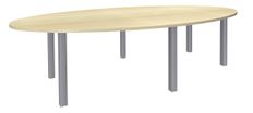 Table de réunion ovale - L280 cm - pieds exprim alu - Plateau imitation érable