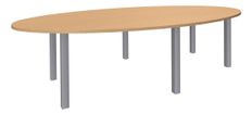 Table de réunion ovale - L280 cm - pieds exprim alu - Plateau imitation hêtre