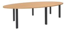 Table de réunion ovale - L280 cm - pieds exprim carbone - Plateau imitation hêtre