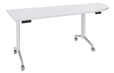 Table de réunion abattantes angle à droite - L200 x P80 cm - pied blanc - plateau blanc perle