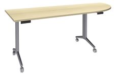 Table de réunion abattantes angle à droite - L200 x P80 cm - pied alu - plateau imitation érable