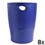 Exacompta Ecobin - 8 Corbeilles à papier 15L - bleu nuit