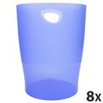 Exacompta Ecobin - 8 Corbeilles à papier 15L - bleu glacé translucide