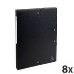 Exacompta Exabox - 8 Boîtes de classement en carte lustrée - dos 25 mm - noir
