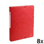 Exacompta Exabox - 8 Boîtes de classement en carte lustrée - dos 25 mm - rouge