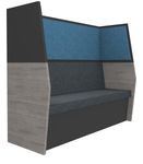 Banquette acoustique IN'TEAM - L170 x H 150 x P170 cm - 3 places - structure chêne gris et carbone - panneaux bleu chiné