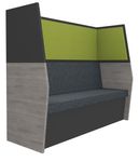 Banquette acoustique IN'TEAM - L170 x H 150 x P170 cm - 3 places - structure chêne gris et carbone - panneaux vert chartreux