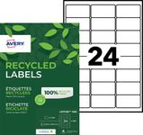 Avery - 2400 Étiquettes adresse recyclées blanches - 63,5 x 33,9 mm - Impression laser - réf LR7159-100