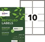 Avery - 1000 Étiquettes adresse recyclées blanches - 99,1 x 57 mm - Impression laser - réf LR7173-100