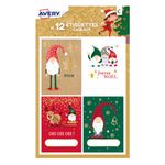 12 étiquettes cadeaux de Noël, lutins