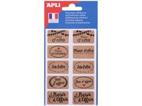 Apli Agipa - 20 Étiquettes cadeau plaisir d'offrir - kraft - 20 x 32 mm
