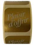 Rouleau de 500 étiquettes adhésives "Plaisir d’Offrir " or - Logistipack