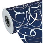 Clairefontaine Premium - Papier cadeau - 70 cm x 50 m - 80 g/m² - arabesques argent fond bleu