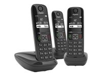 Gigaset AS690A Trio - téléphone sans fil + 2 combinés supplémentaires - avec répondeur - noir