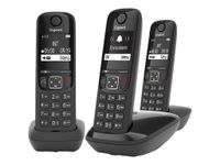 Gigaset AS690 Trio - téléphone sans fil + 2 combinés supplémentaires - noir