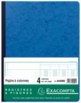 Exacompta - Piqûre comptable - 4 colonnes par page - 32 x 25 cm - 80 pages - bleu
