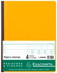 Exacompta - Piqûre comptable - 4 colonnes par page - 32 x 25 cm - 80 pages - jaune