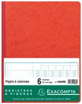 Exacompta - Piqûre comptable - 6 colonnes par page - 32 x 25 cm - 80 pages - rouge