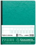 Exacompta - Piqûre comptable - 8 colonnes par page - 32 x 25 cm - 80 pages - vert