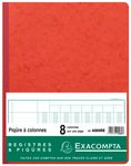 Exacompta - Piqûre comptable - 8 colonnes par page - 32 x 25 cm - 80 pages - rouge