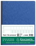 Exacompta - Piqûre à tête paresseuse - 8 colonnes sur 1 page - 32 x 25 cm - 80 pages - bleu