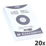 Exacompta - 20 Packs de 100 Fiches Bristol - 10 x 15 cm - petits carreaux - non perforées - blanc