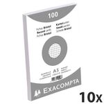Exacompta - 10 Packs de 100 Fiches Bristol - A5 - petits carreaux - non perforées - blanc