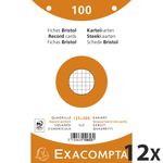 Exacompta - 12 Packs de 100 Fiches Bristol - 12,5 x 20 cm - petits carreaux - perforées - couleurs assorties