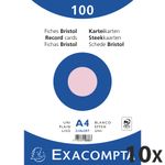 Exacompta - 10 Packs de 100 Fiches Bristol - A4 - unies - non perforées - rose