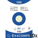 Exacompta - 10 Packs de 100 Fiches Bristol - A4 - unies - non perforées - vert