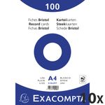 Exacompta - 10 Packs de 100 Fiches Bristol - A4 - unies - non perforées - blanc