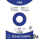 Exacompta - 10 Packs de 100 Fiches Bristol - A5 - unies - non perforées - blanc