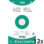 Exacompta - 12 Packs de 100 Fiches Bristol - 12,5 x 20 cm - petits carreaux - perforées - blanc