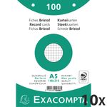 Exacompta - 10 Packs de 100 Fiches Bristol - A5 - petits carreaux - perforées - blanc