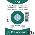 Exacompta - 40 Packs de 100 Fiches Bristol - A7 - lignées - non perforées - bleu