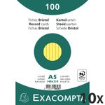 Exacompta - 10 Packs de 100 Fiches Bristol - A5 - lignées - non perforées - jaune