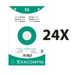 Exacompta - 24 Packs de 50 Fiches Bristol - 12,5 x 20 cm - petits carreaux - perforées - blanc