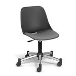 Chaise PALM - coque noire - assise gris clair - base chromé