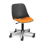Chaise PALM - coque noire - assise mandarine - base chromé