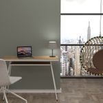 EasyHome - Bureau télétravail LV1 100 cm - avec tablette - noyer - pieds blancs