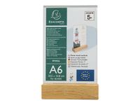 Exacompta - Porte-visuel avec socle en bois - A6 vertical - double face