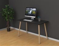 Bureau home office HOP - 114 x 60 cm - pied hêtre et plateau noir