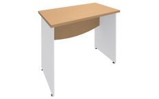 Bureau droit DUAL - L80 - Pieds blanc - plateau imitation Hêtre
