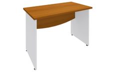 Bureau droit DUAL - L80 - Pieds blanc - plateau imitation Merisier