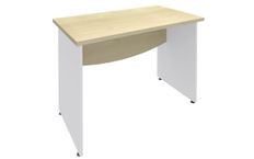 Bureau droit DUAL - L80 - Pieds blanc - plateau imitation Erable